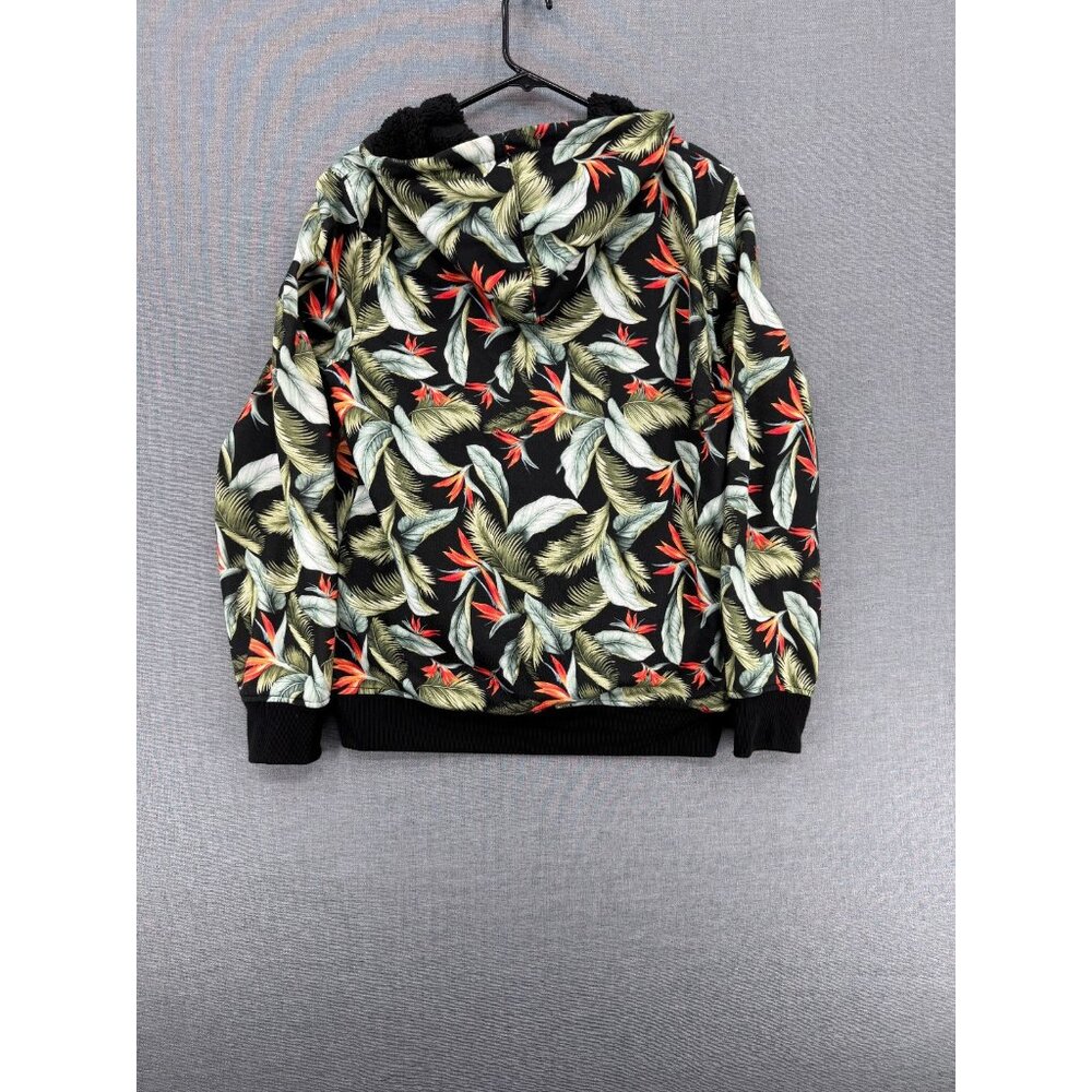 Vtg DC Shoes Floral AOP Mens M Hoodie Skateboard Logo Full Zip Faux Sherpa Lined - Picture 2 of 5